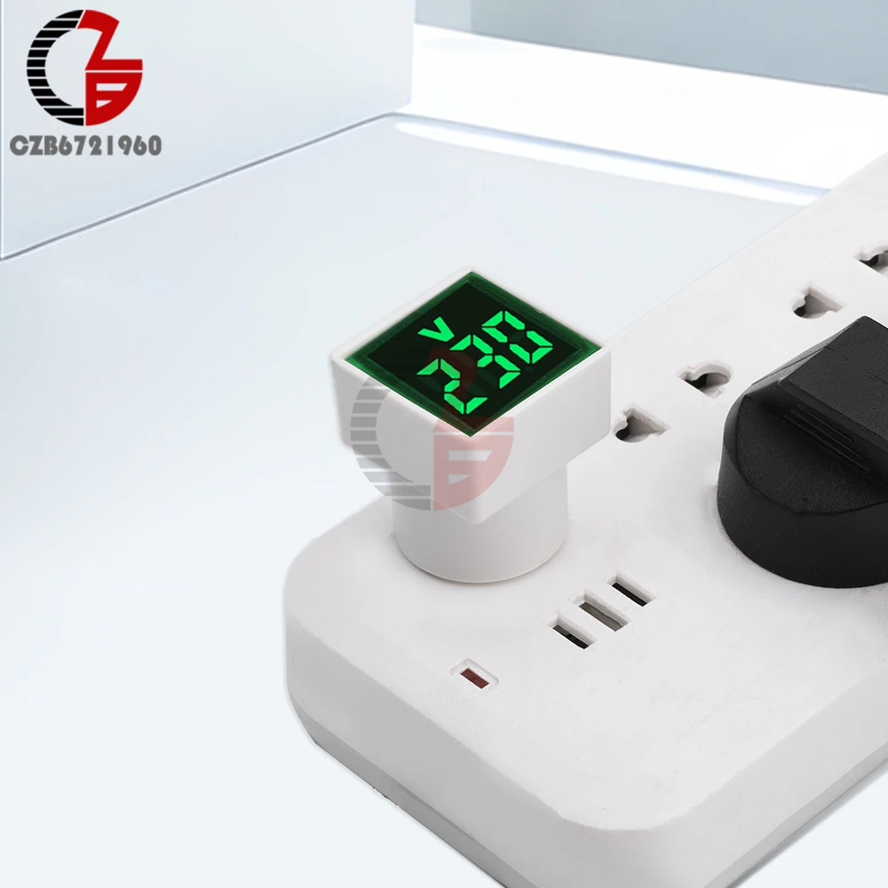 EU Plug Digital Voltmeter with LED Display 50V-500V