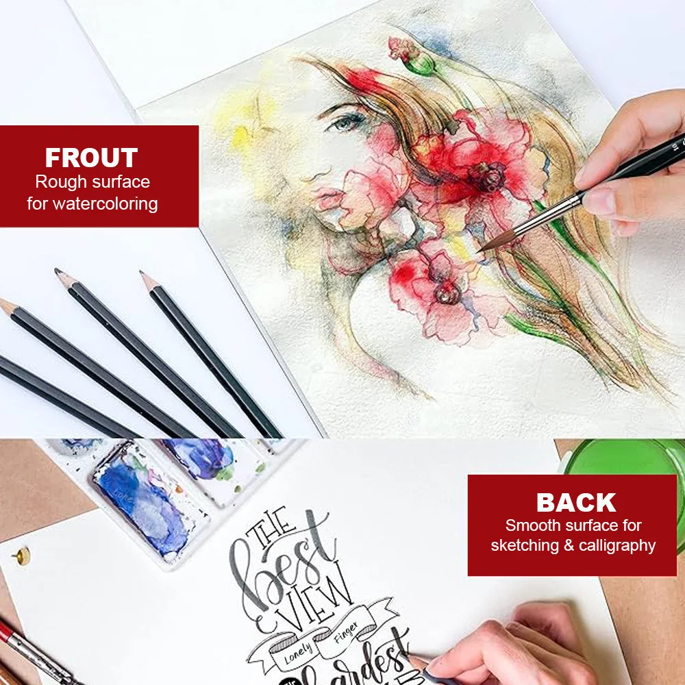 Watercolor Paper A3/A4/A5 300gsm - Professional Artists Water Colour Pad with 20 Sheets - Art Paper for Mixed Media Drawing 6