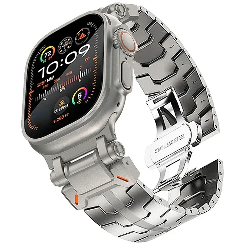 Luxury Stainless Steel Strap for Apple Watch Ultra 2 49mm Stainless Steel Bracelet for iwatch Series 9 8 7 45mm SE 6 5 4 44 42mm