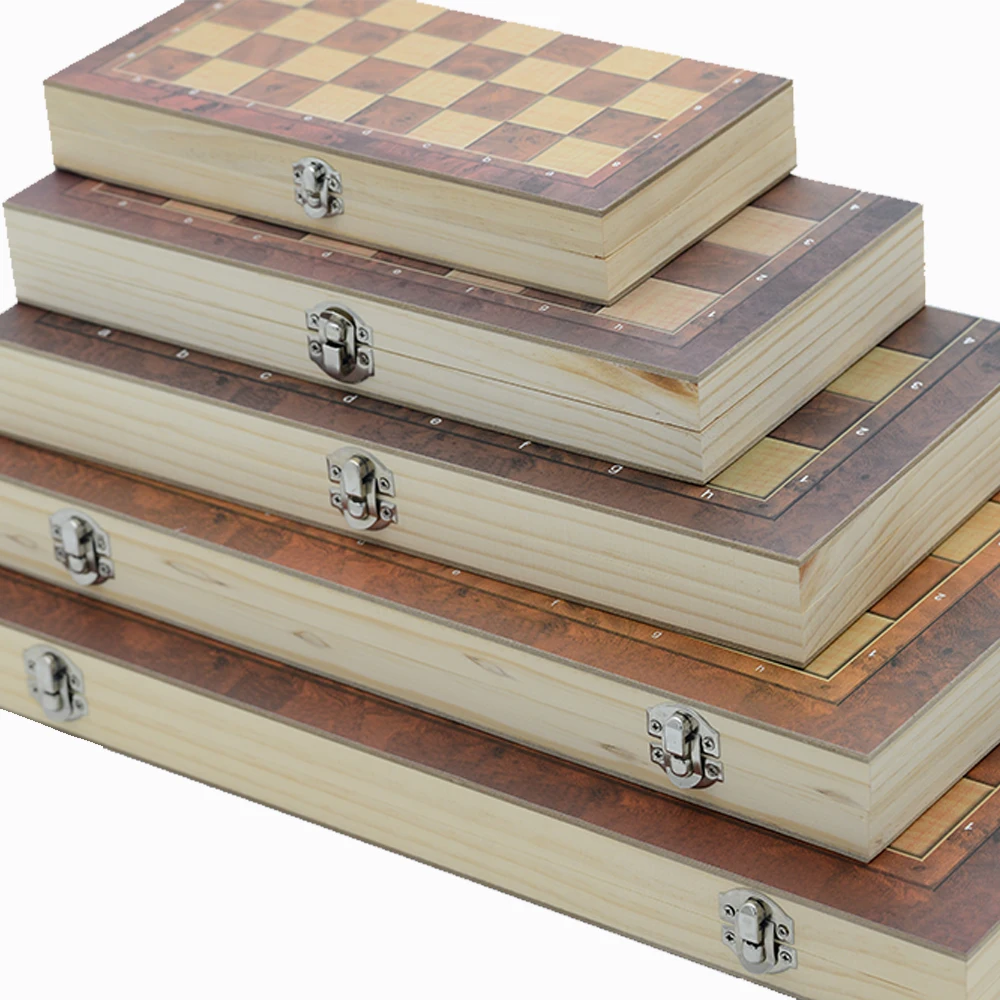 3 maneiras de jogar damas de xadrez multifuncional gamão cinco tamanhos  jogo de quebra-cabeça de mesa madeira maciça sem armazenamento dobrável  magnético