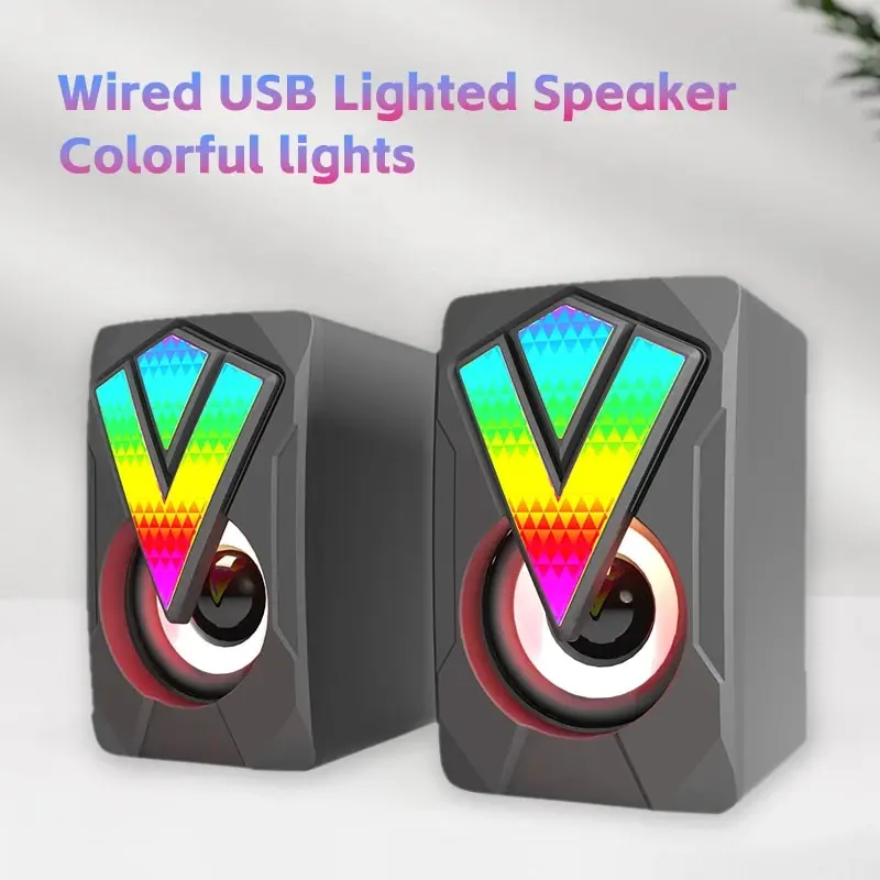 컴퓨터 스피커 PC 사운드 박스 HIFI 스테레오 마이크 USB 데스크탑 컴퓨터용 LED 조명으로 유선 연결