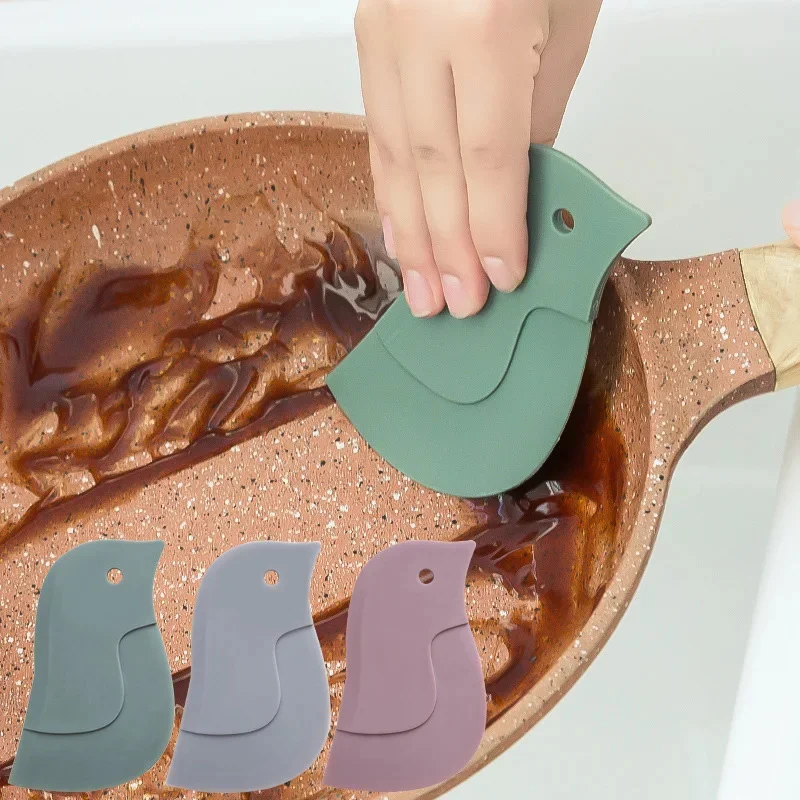 Household Kitchen Multifunctional Soft Scraper Dirt Grease Cleaning Tool Silicone Scraper Pots Oil Stains