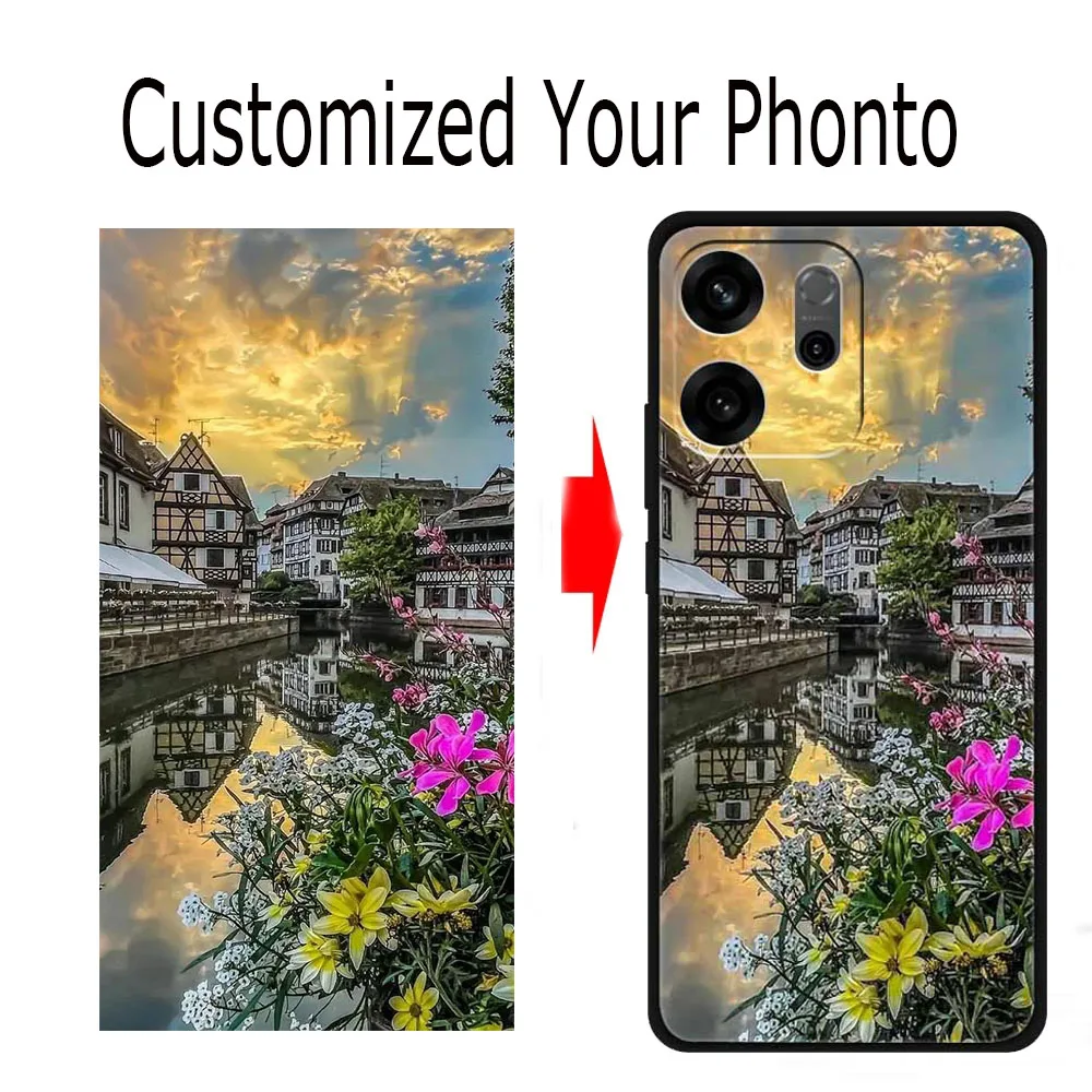 Personalized Silicone Phone Case with Photo and Name - Black Bumper