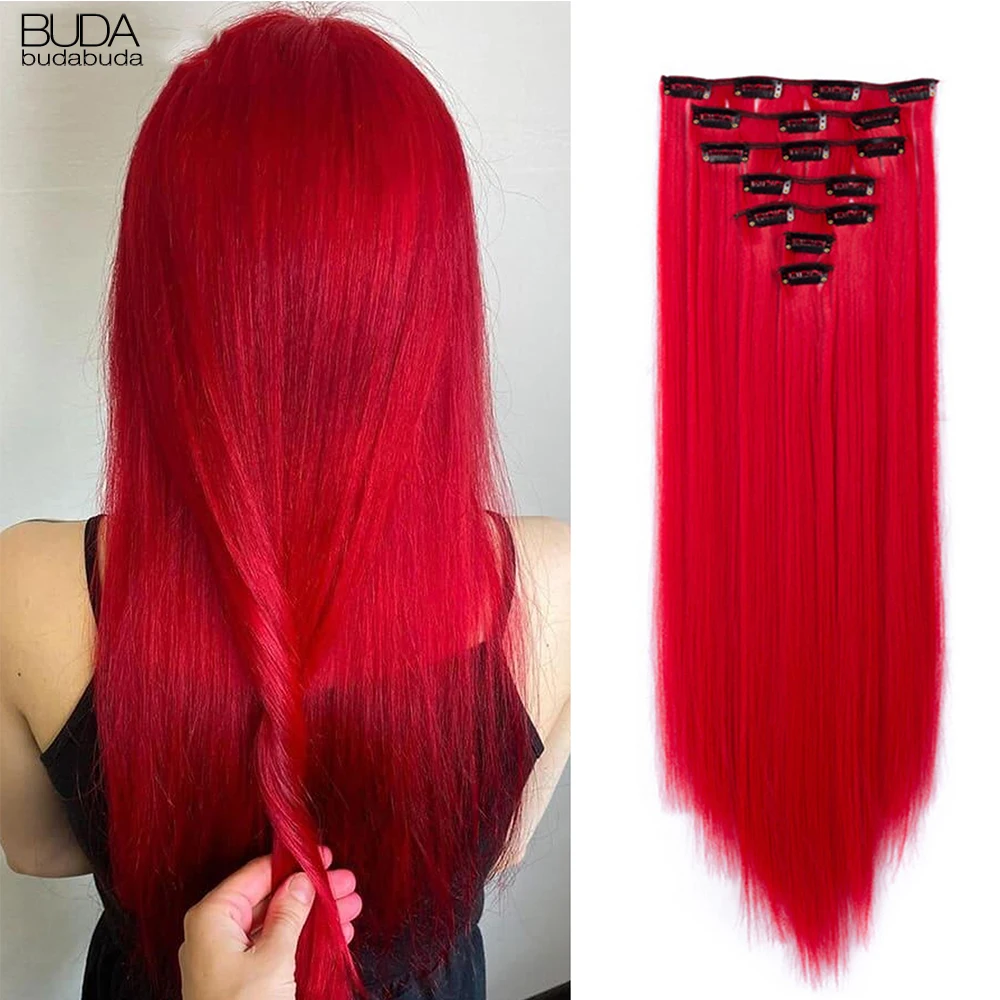 Synthetic Hair Extensions Clip Hair Extensions Long Straight