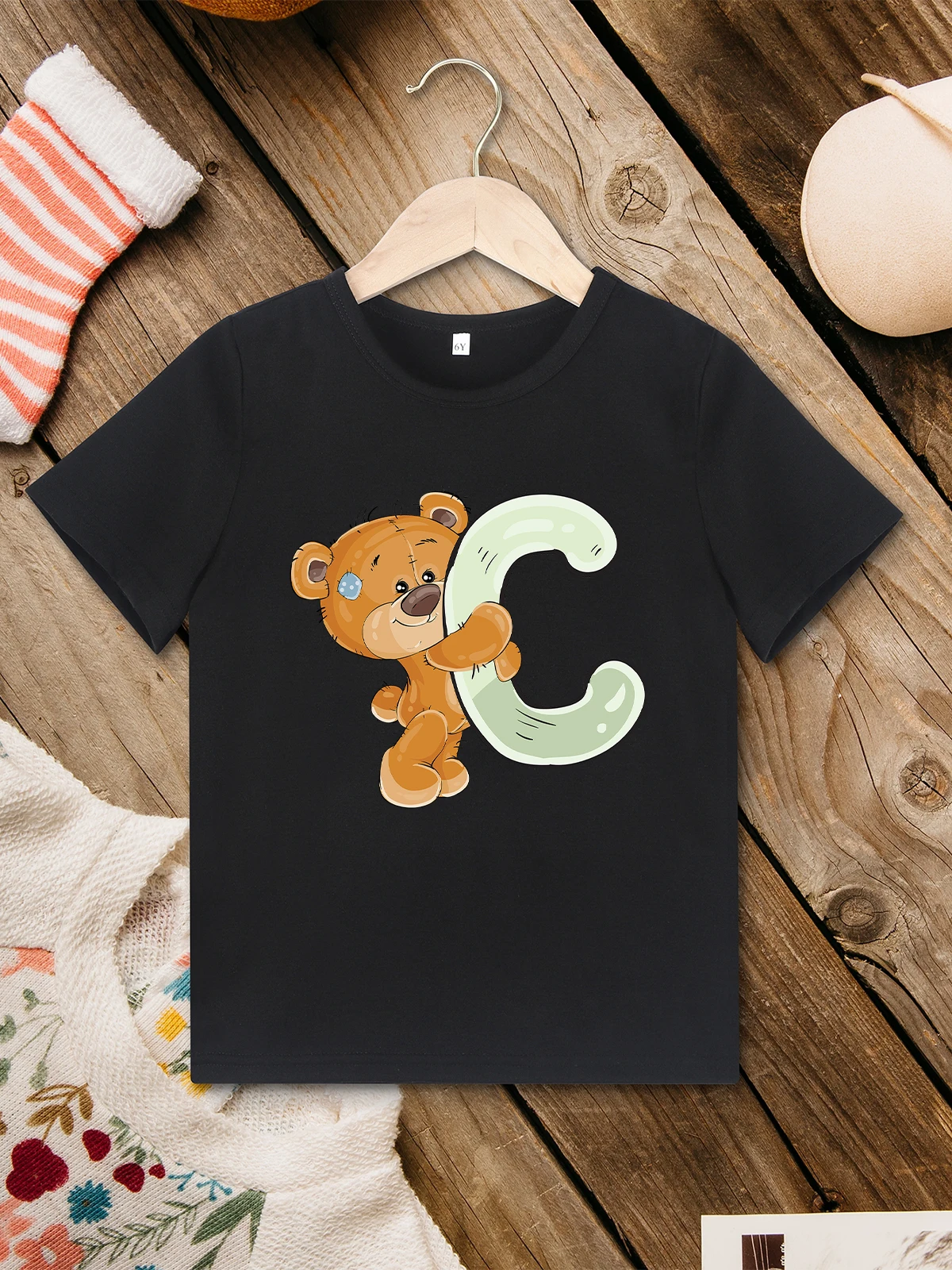 Girls Clothes Kawaii Harajuku Kids Birthday T-shirt Cute Bear Letter Print Summer Short Sleeve T Shirt Children Party Clothing t shirt,kids t shirt,girls t shirt,girls tee shirt