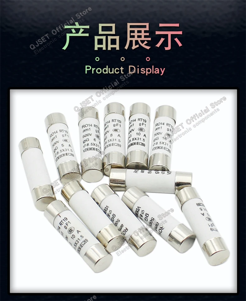 10 Stück R014 8,5x31,5 Schnellwirkende Keramiksicherung 8,5*31,5mm 500V 0,5A 1A 2A 3A 4A 6A 8A 10A 16A 20A 25A 32A 380V RO14 RT14 18 19 – Detail 7