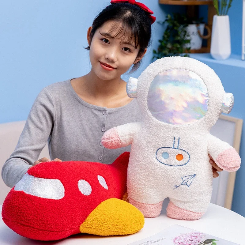 58cm Plush Rocket Astronaut Toy Stuffed Spaceship Throw Pillow Home Decor Birthday Gift Space Discovery Educational For Kids