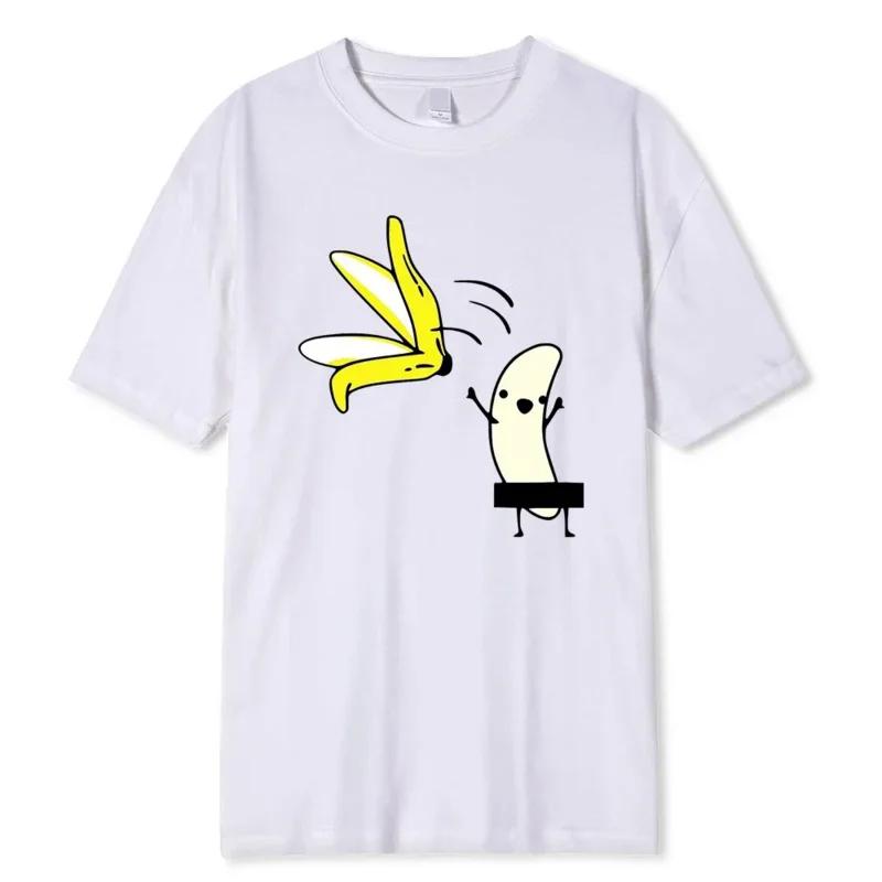 

Men Banana Disrobe Overcoat Funny Print T-shirt Summer Humor Joke Hipster T-Shirt Soft Cotton Casual T Shirts Outfits Streetwear