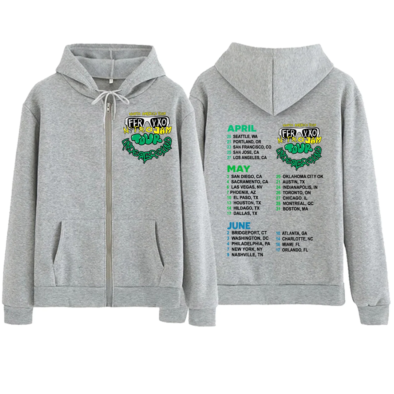 

Feliz Cumpleanos Ferxxo World Tour толстовка на молнии Harajuku пуловер Топы Свитшот уличная одежда