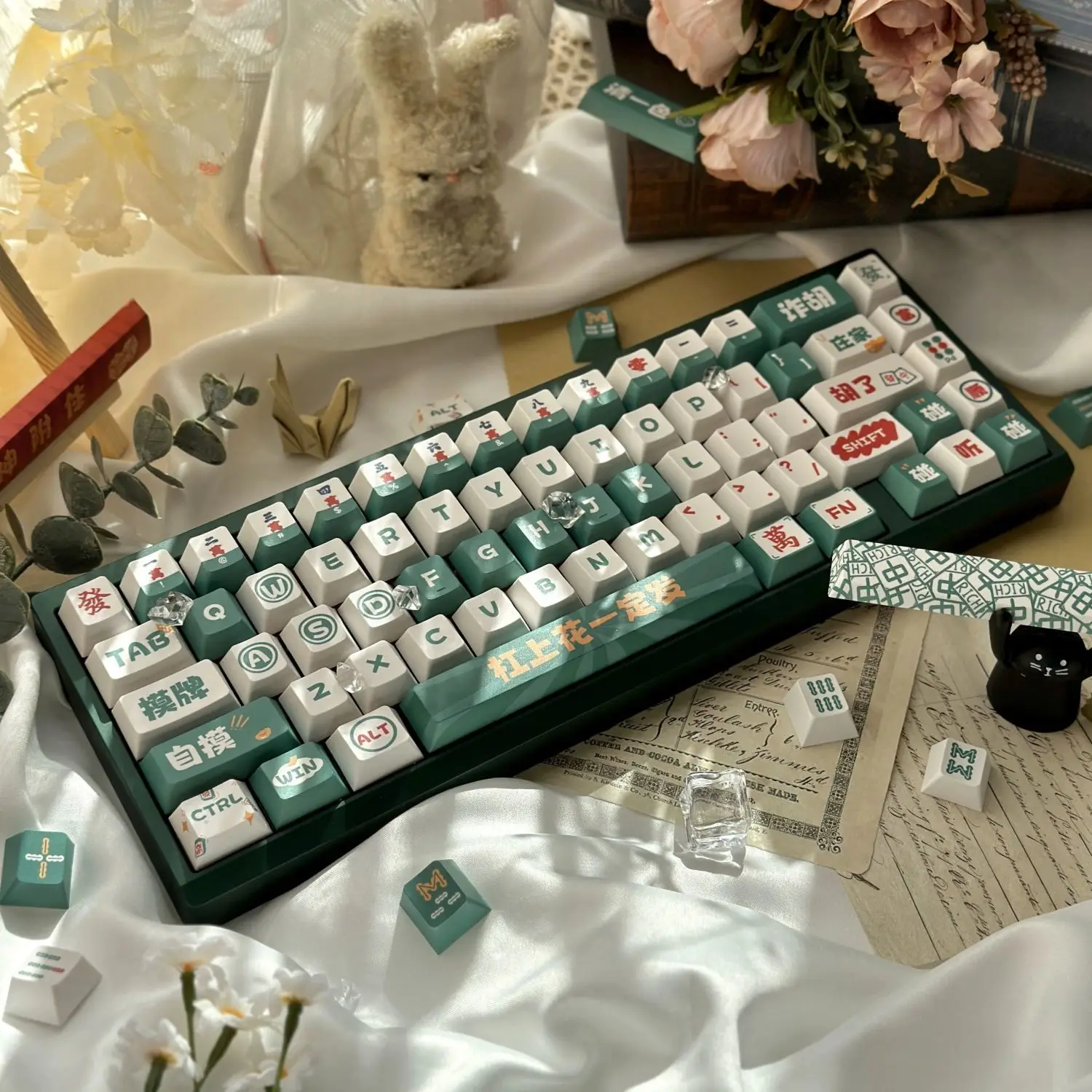 Keycaps Mahjong para Teclado Mecânico Perfil Koa e Cherry Pbt Square Key Cap Sublimação de Tintura para mx Teclados Acessórios - Imagem 4