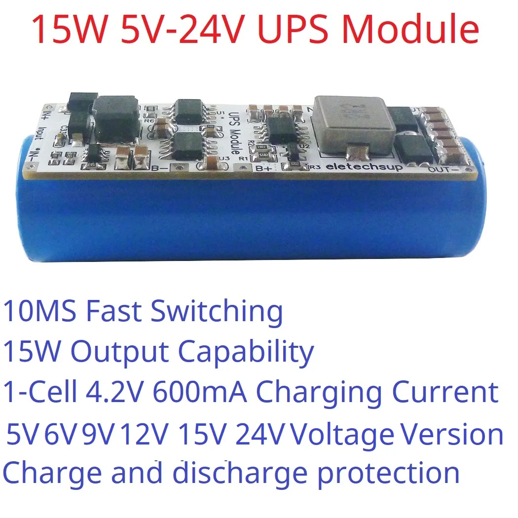 3A UPS Module 5V 6V 9V 12V 15V 24V 15W 3.7V 4.2V Li-on Li-po Lithium Battery Charge and Discharge Board for WIFI Network Router