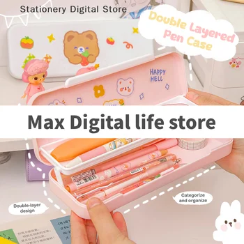 Large-Capacity Double-Layer Creative Fun Trolley Case Pencil Case Children's Learning Stationery Storage Supplies