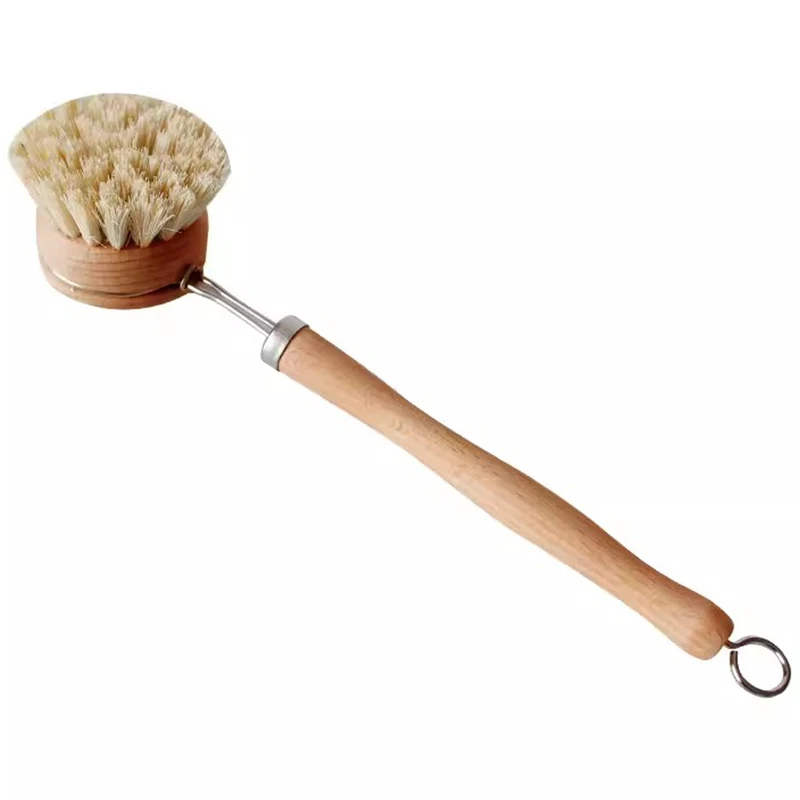 

Kitchen Dish Scrubber, Cleaning Brush with Wooden Handle, Scrub Brush for Pans, Pots, Counter & Sink