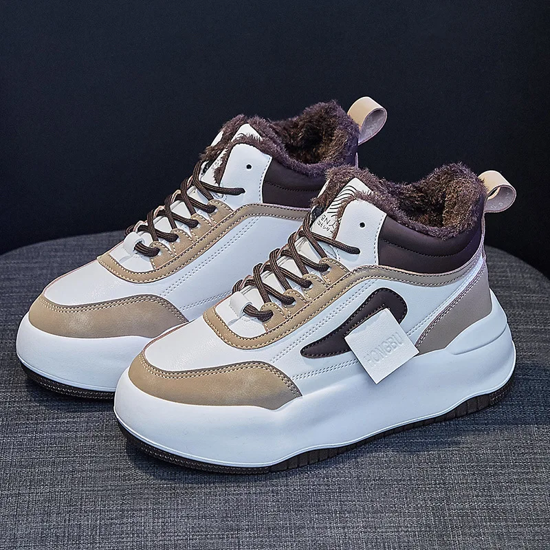 Womens Sneakers Winter 2022 New In Fashion Plus Velvet Warm Platform Skateboard Shoes Woman Comfort Running Sports Snow Shoes