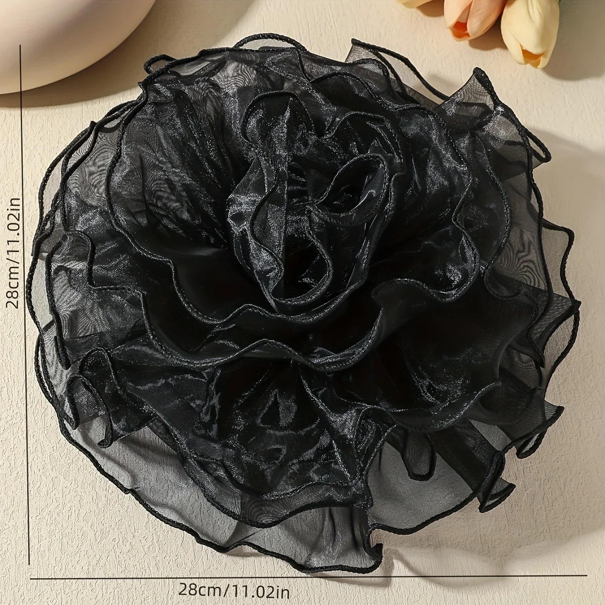 28CM French Exaggerated Fashion Handmade Lace Rose Flower Large Brooch for Women Elegant Floral Pin Brooches Party Jewelry Gift