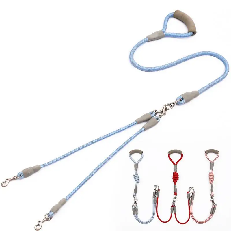 Dog Traction Rope 360 Degree Rotatable Double-Headed Dog Walking 2 Traction Ropes Durable With Comfortable Handle