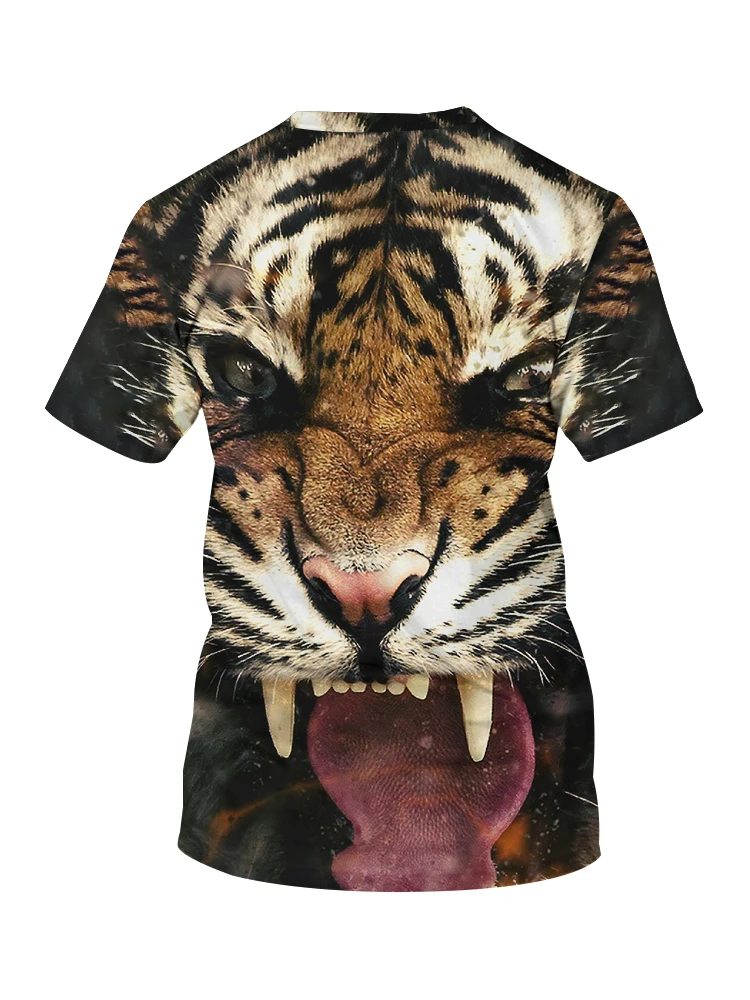 

Summer men's T-shirt scary tiger 3D digital printing men's T-shirt casual loose round neck T-shirt trendy personalized top