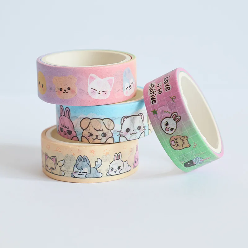 Korean Cute Animals Washi Tape Hand Account Decorative Tape Collage Planner DIY School Stationary Stickers 5
