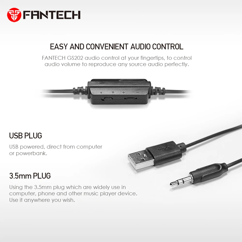 FANTECH SONAR GS202 Computer Speakers USB and 3.5mm RGB Mini Wired Speakers Acoustic Clarity for Desktop Computer Laptop
