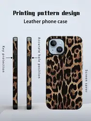 Leopard Print PU Leather Anti - Fall Shock - Proof Rotatable Belt Design Mobile Phone Soft Case - iPhone 14 (6.1