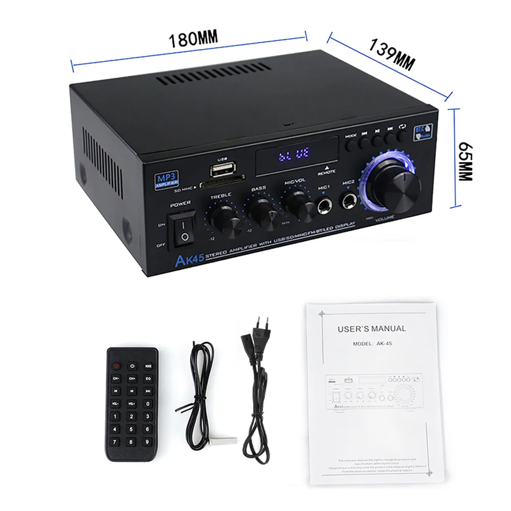 HiFi Digital Audio Amplifier Channel 2.0 Bluetooth Amp AK45 for Home Speakers 35