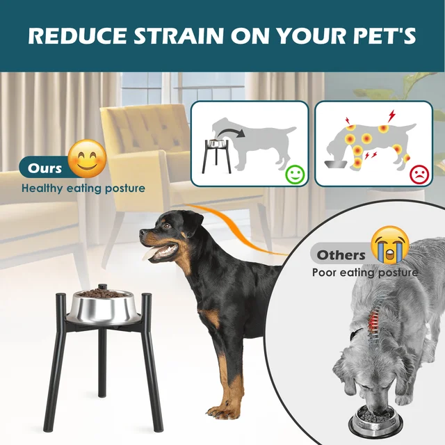 Metal Adjustable Elevated Dog Food Bowls Stand for Large and Extra Large Sized Dog, raised dog bowls(Bowl Not Included) 3