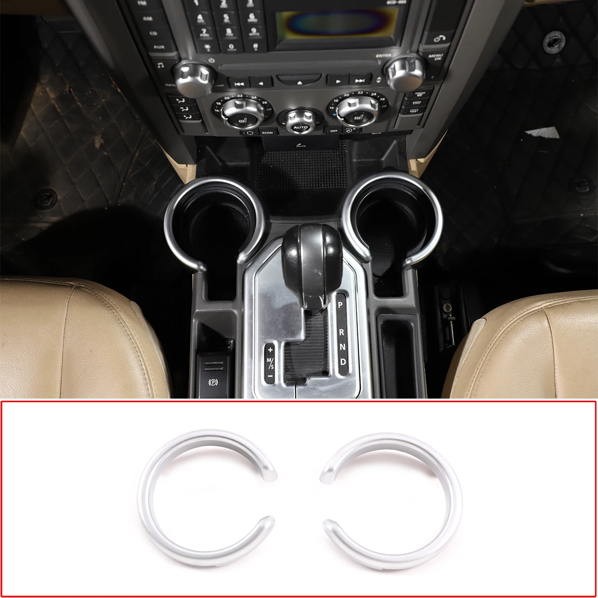 

ABS Chrome Car Center Console Water Cup Holder Ring Cover Trim Decorate Accessories For Land Rover Discovery 3 LR3 L319 04-2009