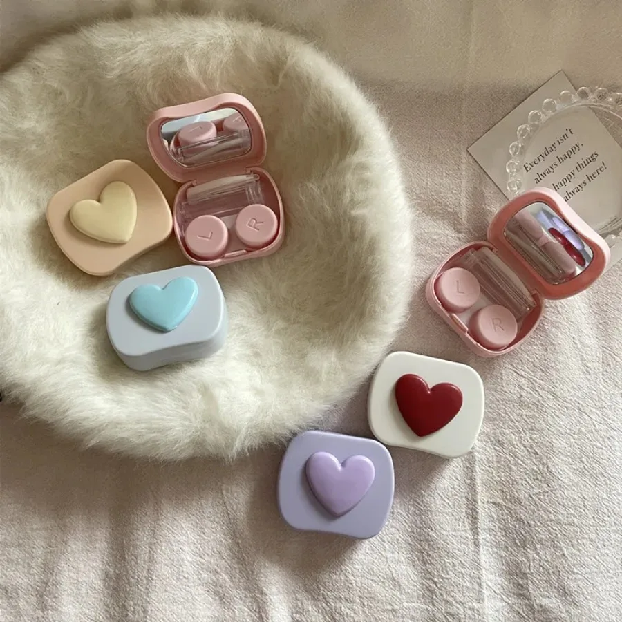 1pc 휴대용 콘택트 렌즈 박스 렌즈 제거 도구 키트(거울 솔루션 병 포함) 여행용 보관 용기 콘택트 렌즈 케이스