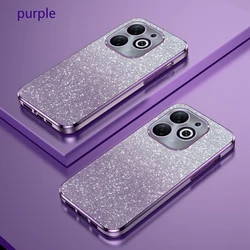 Luxury Gradient Glitter Plating Silicone Back Cover Case for Infinix Smart 8 HD (Sfdd purple)