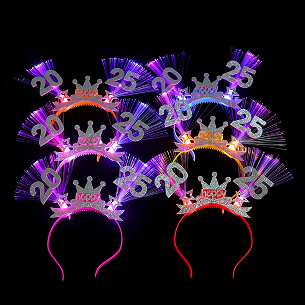 Description Picture 6 of item2025 Happy New Year LED Light Up Headband Glowing Glasses Flashing Headdress Kids Adults Christmas New Year Party Cheer Props