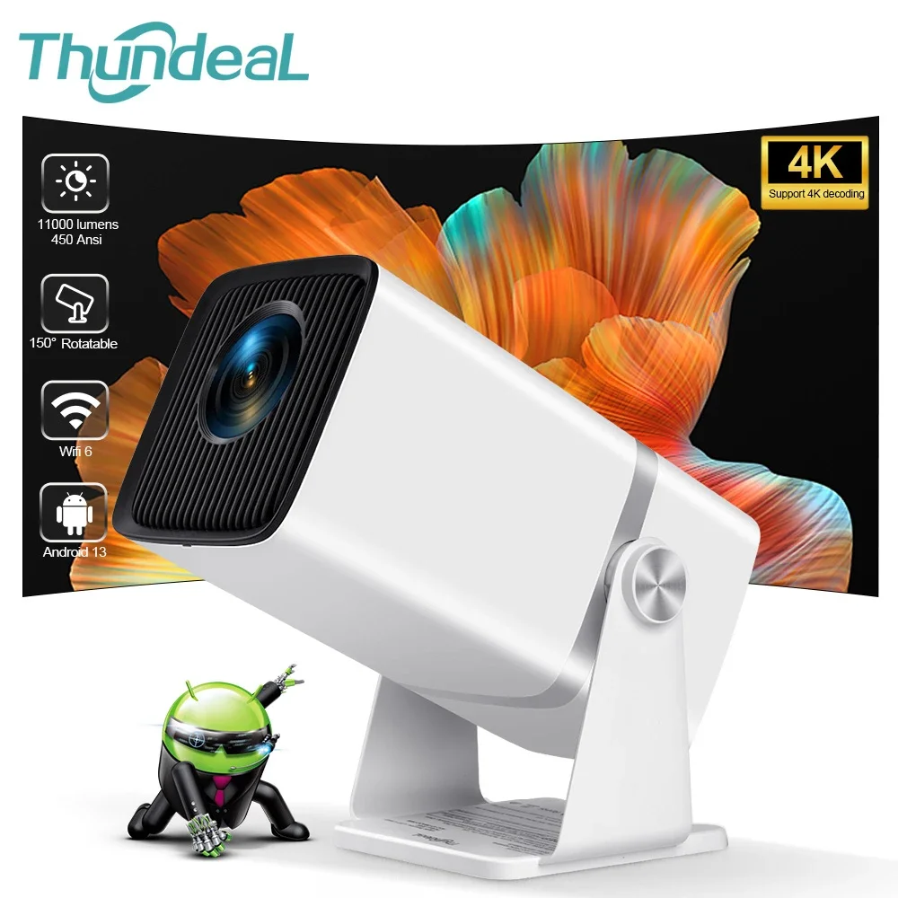 Mini LED Projector Full HD 1080P 2K 4K Android 13 Portable for ThundeaL TD80W PK HY320 HY300