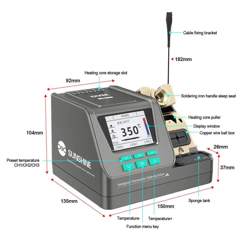 FMchip GVM H3 3 in 1 Soldering Station C210/T245/T115 Handle 80W Mobile Phone Repair Tools Professional Welding Rework Station 6