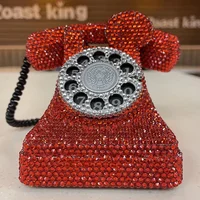 Rhinestone Retro Telephone Piggy Bank Sparkling Phone Money Box Coin Bank Money Saving Box Home Decoration Creative Gift 1