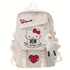 MINISO Large Capacity Hello Kitty Backpack Fashion Kawaii School Bag Waterproof Nylon Fabric for Girl Student 2