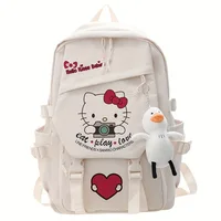 MINISO Large Capacity Hello Kitty Backpack Fashion Kawaii School Bag Waterproof Nylon Fabric for Girl Student 2