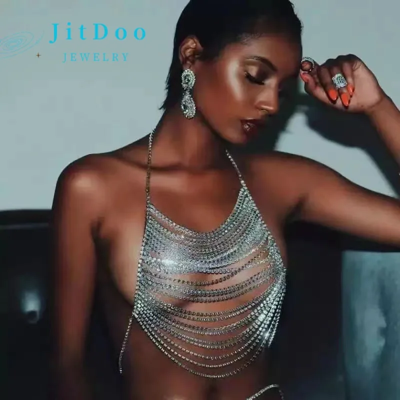 

Цепочка JitDoo Женская многослойная, роскошный пикантный бюстгальтер с цепочкой со стразами, Пляжное бикини, летний наряд, Подарочная бижутерия