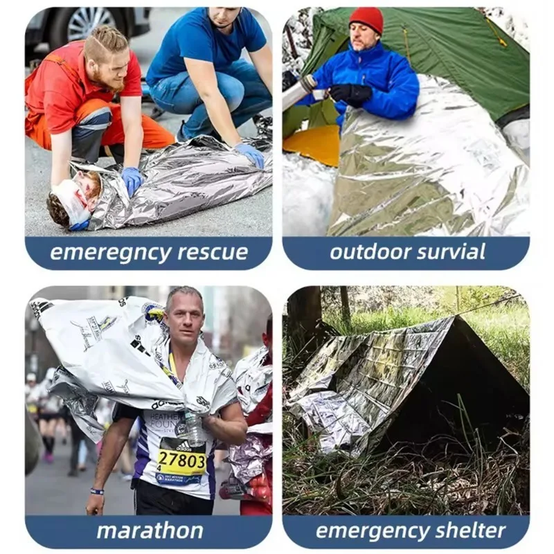Emergency Blanket Outdoor Survive First Aid Military Rescue Kit Windproof Waterproof Foil Thermal Blanket Camping Travel