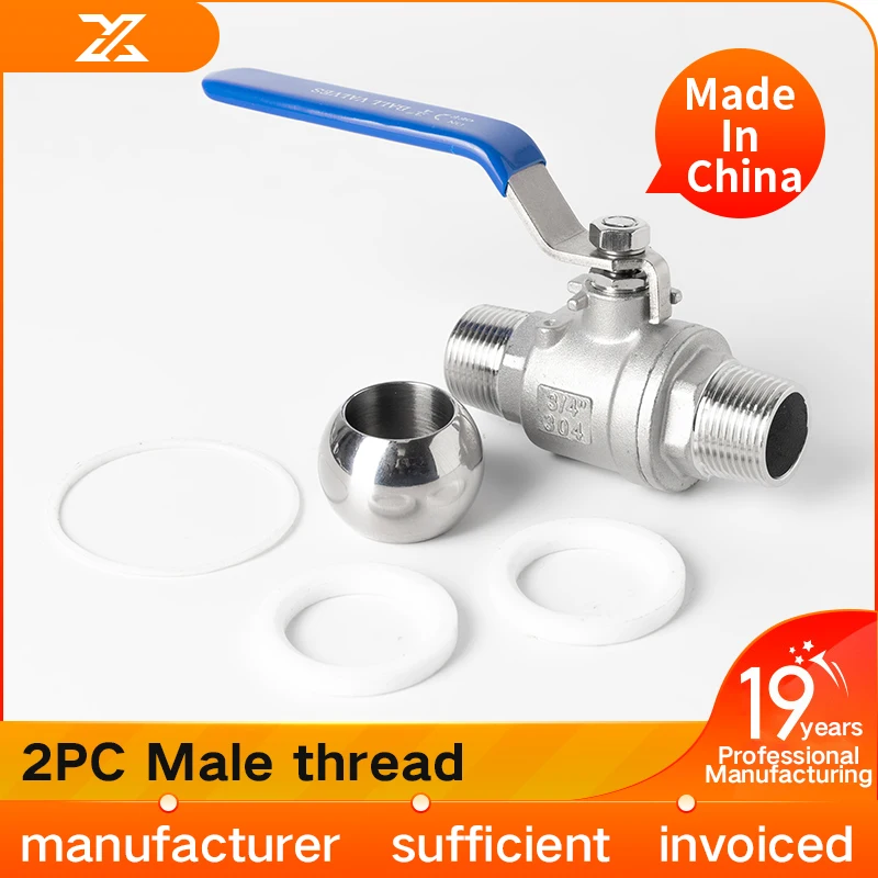 304 stainless steel double external ball valve, water pipe, external thread, water valve switch, 4 points, 6 points, 1 inch, dn1
