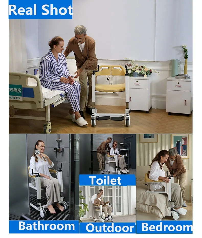 Adjustable portable toilet shower chairs commode chair with toot pedal and wheels 6