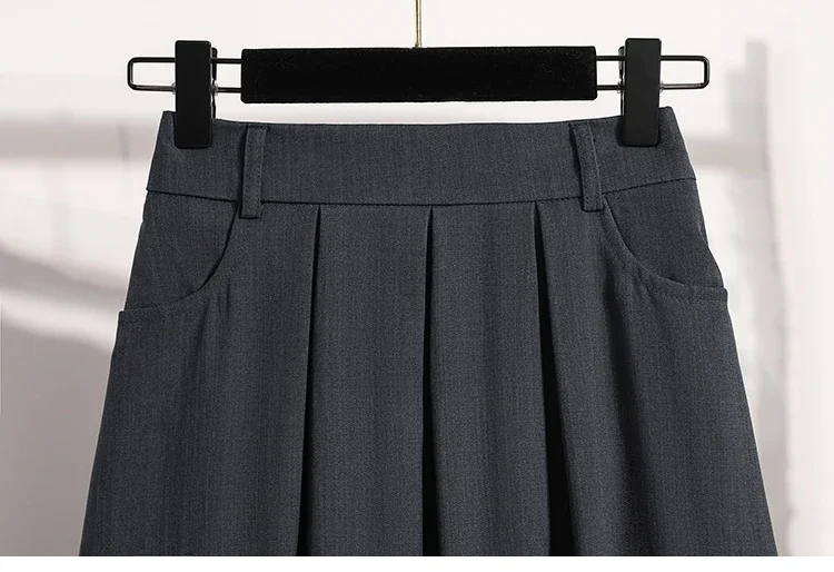 Einfarbiger, vielseitiger mittellanger Rock, plissiert, A-Linie, Maxikleid, Hüfte, Frühling, Sommer, neuer 2026-Stil, halblanger Rock – Detail 24