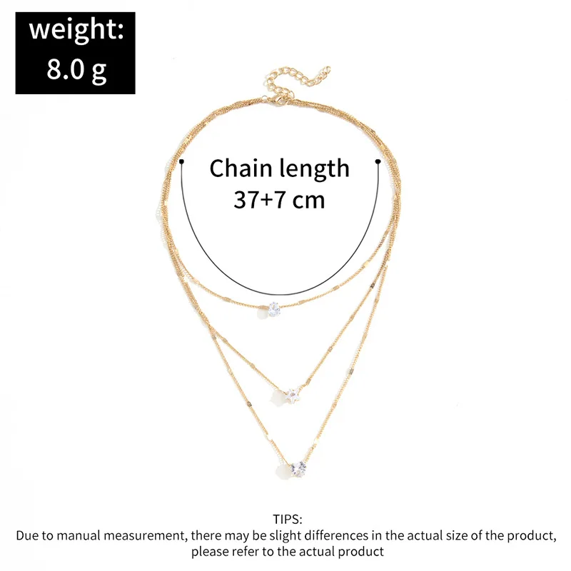 Trendy Zircon Pendant Necklace Multilayer Chain Choker Female Party Shiny...