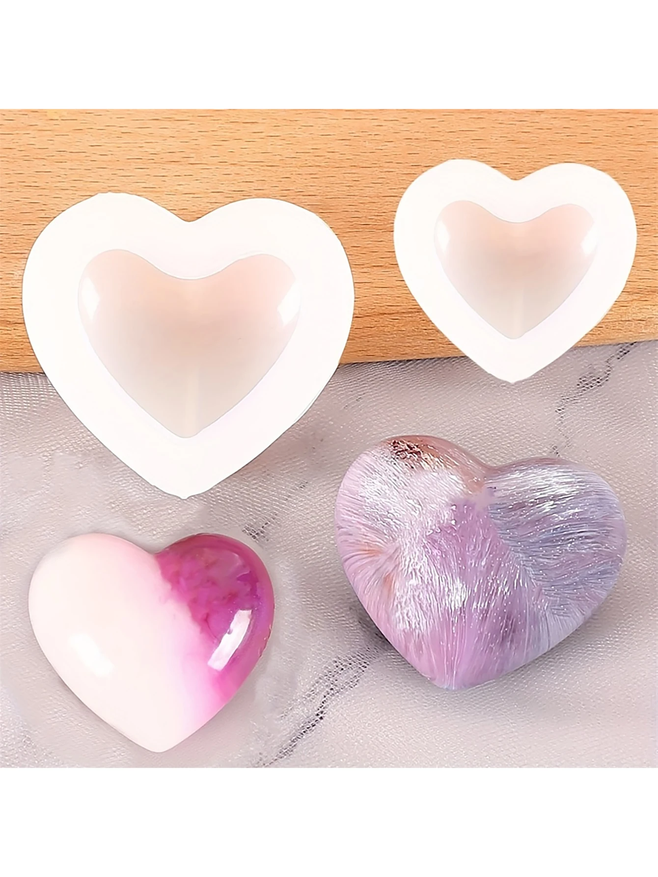 1/2PCS 3D size love mirror silicone mold, handmade diy crystal drop glue heart-shaped aromatherapy plaster handmade soap mold