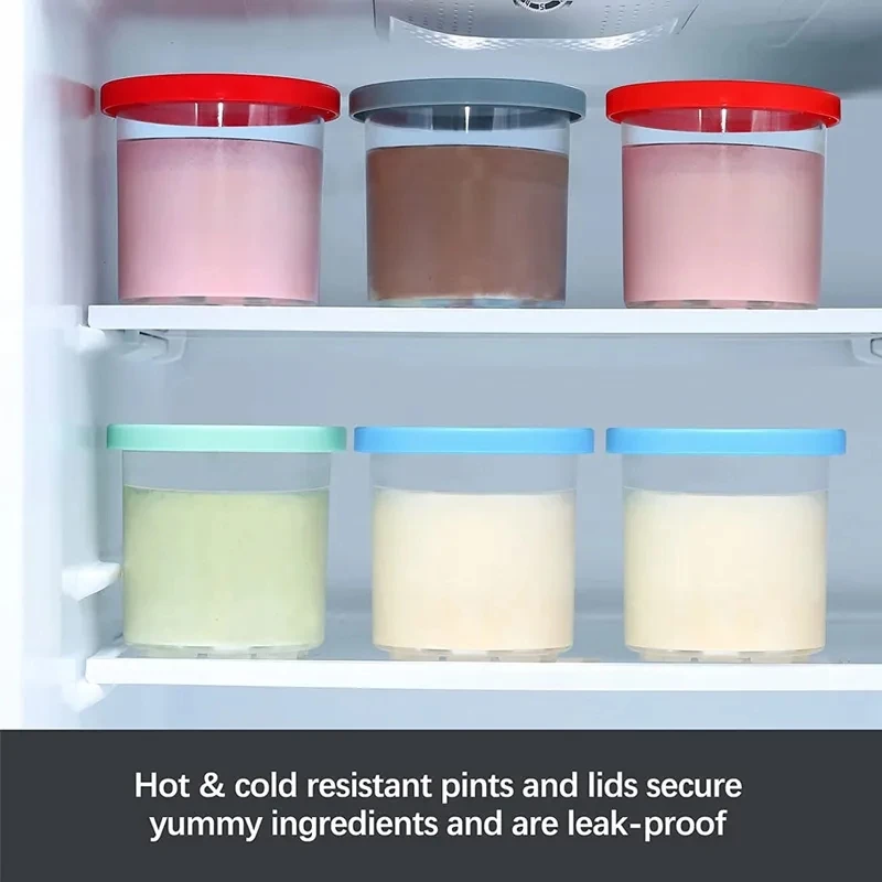 Ice Cream Pints Cup Reusable Ice Yogurt Container Storage Jar With Sealing Lid Proof 2/4Pcs For Ninja For NC299AM C300s Series