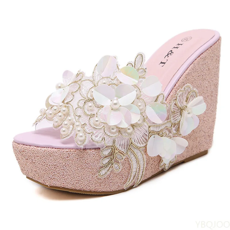 New Summer Flower Decoration Platform Wedges Sandals Women Fashion ...