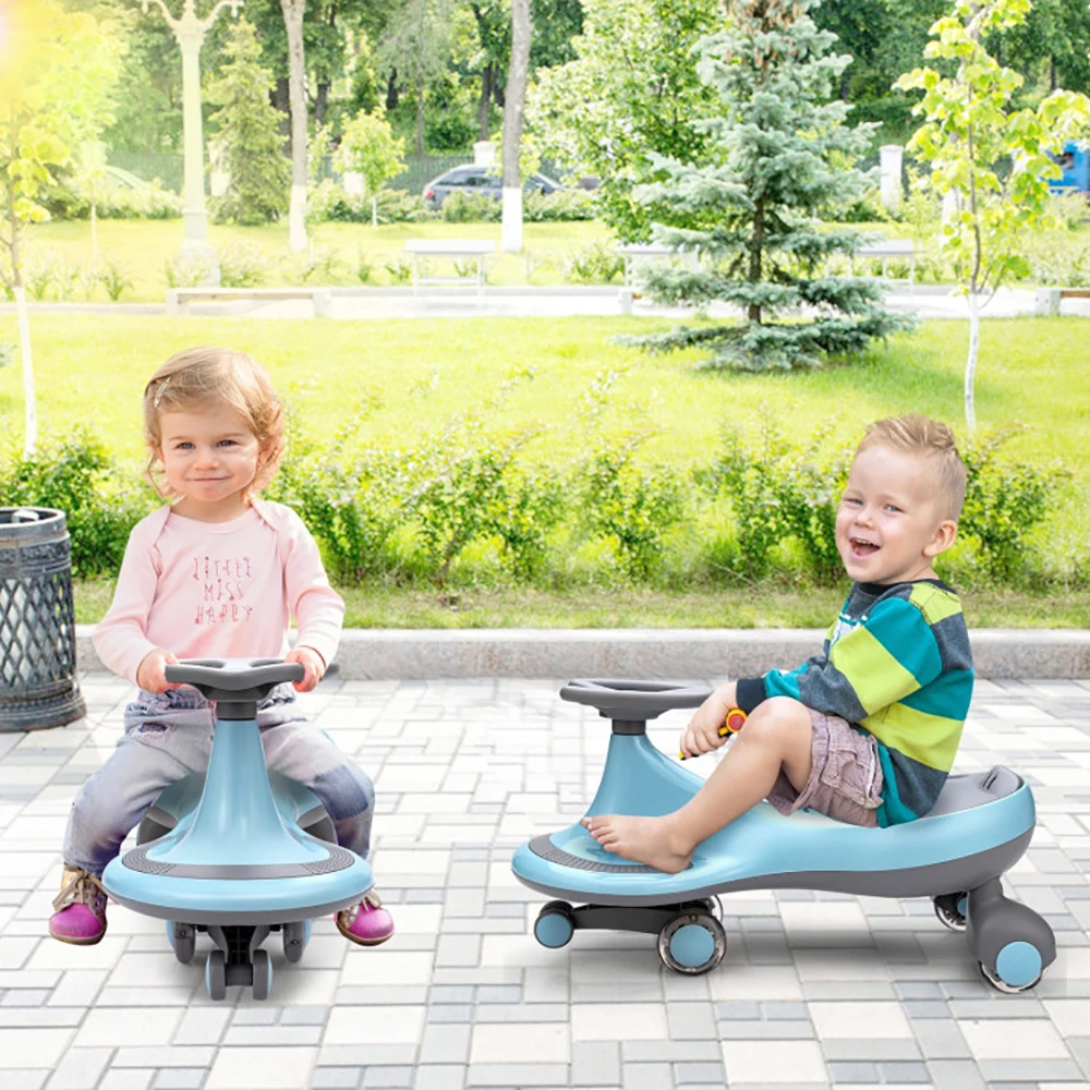 Safe and Scientific Design Wiggle Car Ride-on Toy with Flashing Wheels for Kids 3