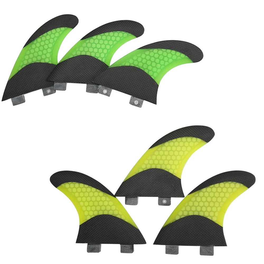 UPSURF FCS G5/G7 Surfboard Fins 3 pieces per set Fibreglass Quilhas Double Tabs Honeycomb Short Board Fins Surfing Accessories