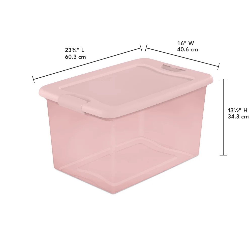 Sterilite Plastic 6 Qt. Storage Box Blush Pink Set of 40