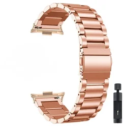 Stainless Steel Metal Watch Strap Bracelet - Premium Watchband Accessories for Mi Band 8 Pro (Rose Gold-RG)