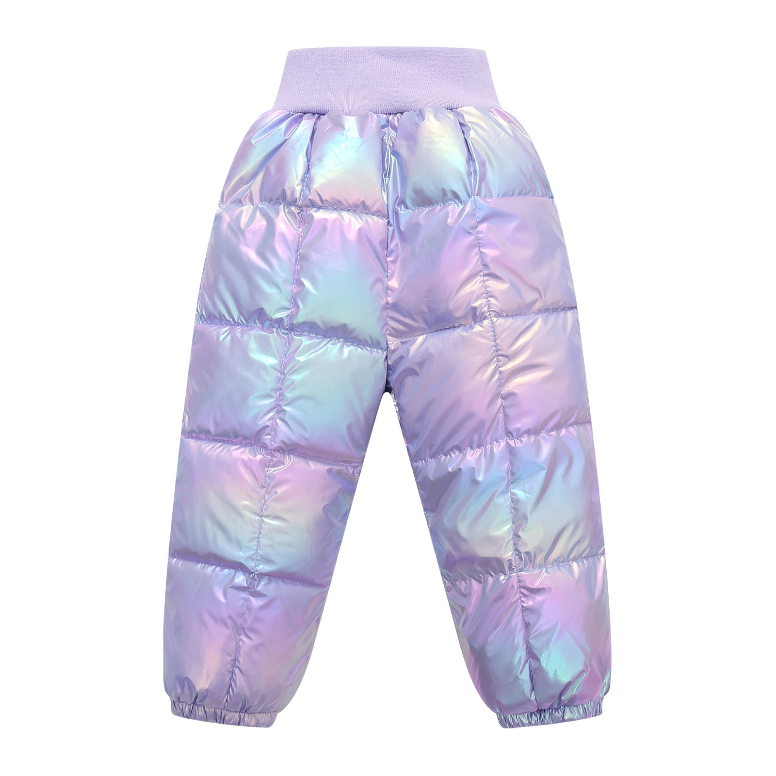 New Kids down Cotton Pants Outdoor Snow Play Ski Colorful Elastic High Waist Pants Winter Daily Fashion Warm for 2-7years