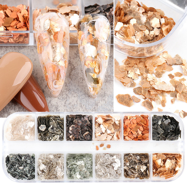 Abalone Shell Slices Nail Art Decorations 3D Broken Sea Shell Stone Flakes Aurora Charms Nails Accessories Manicure TRBY